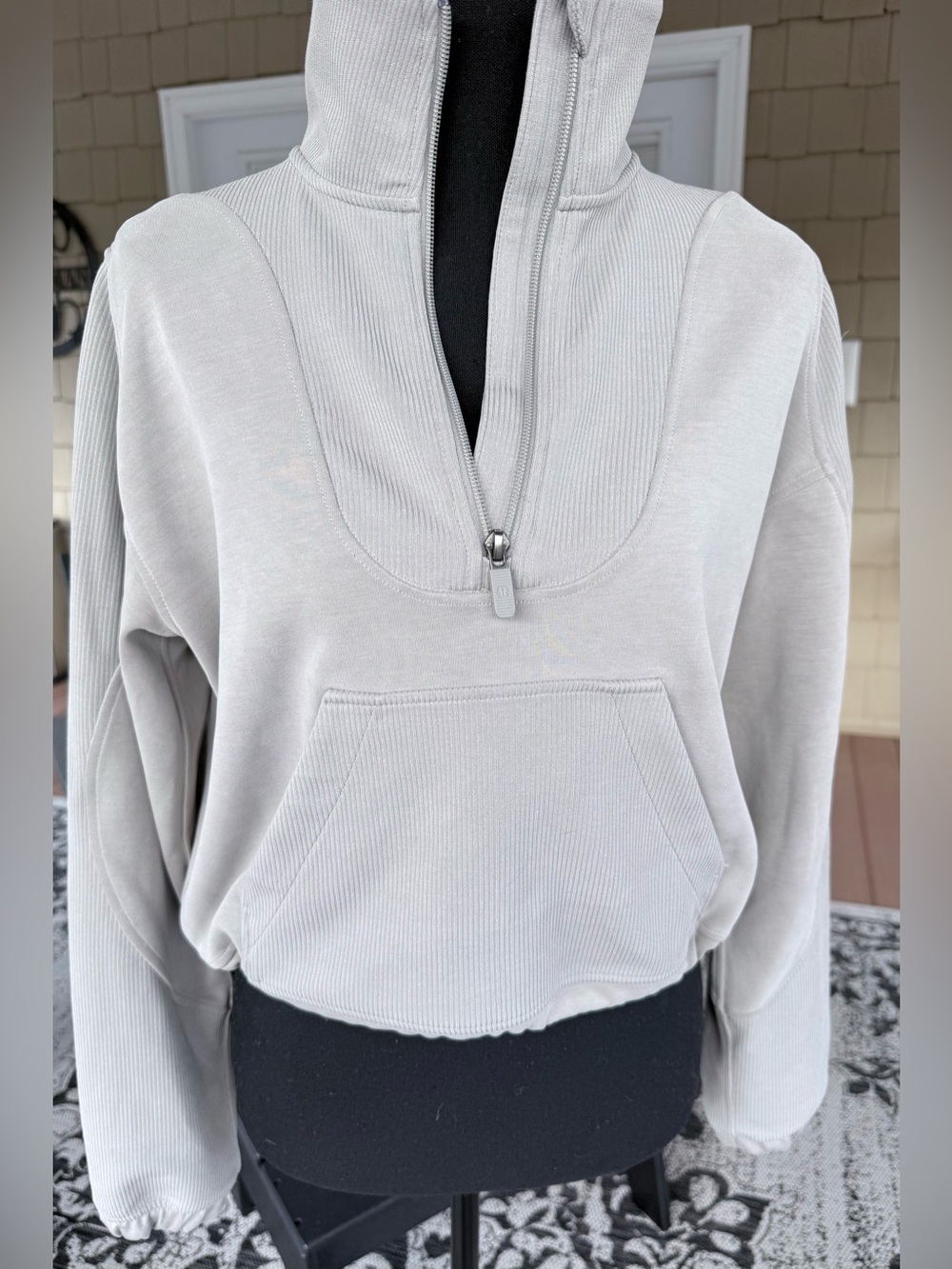 Lululemon Brushed Softstreme Ribbed Half Zip Riverstone Size 2